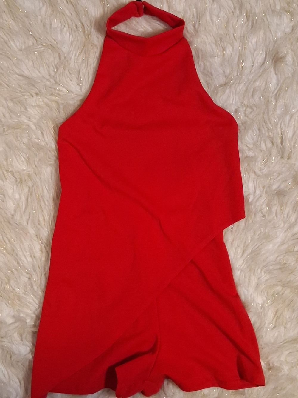PrettyLittleThing Red Halter Neck Romper